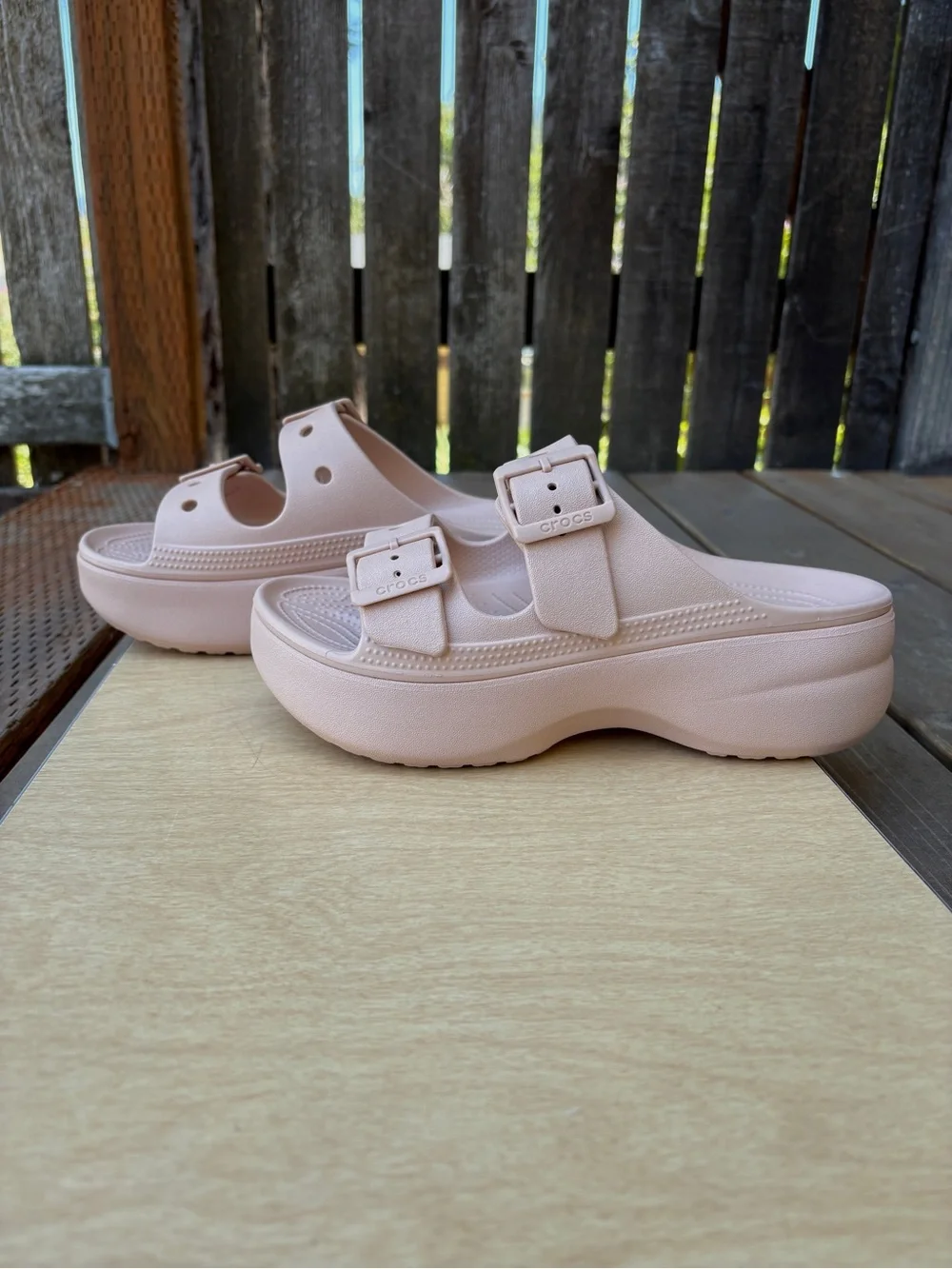 Crocs Wm’s Saturday Platform Sandals in Earthy Pink(Quartz) Sz 8